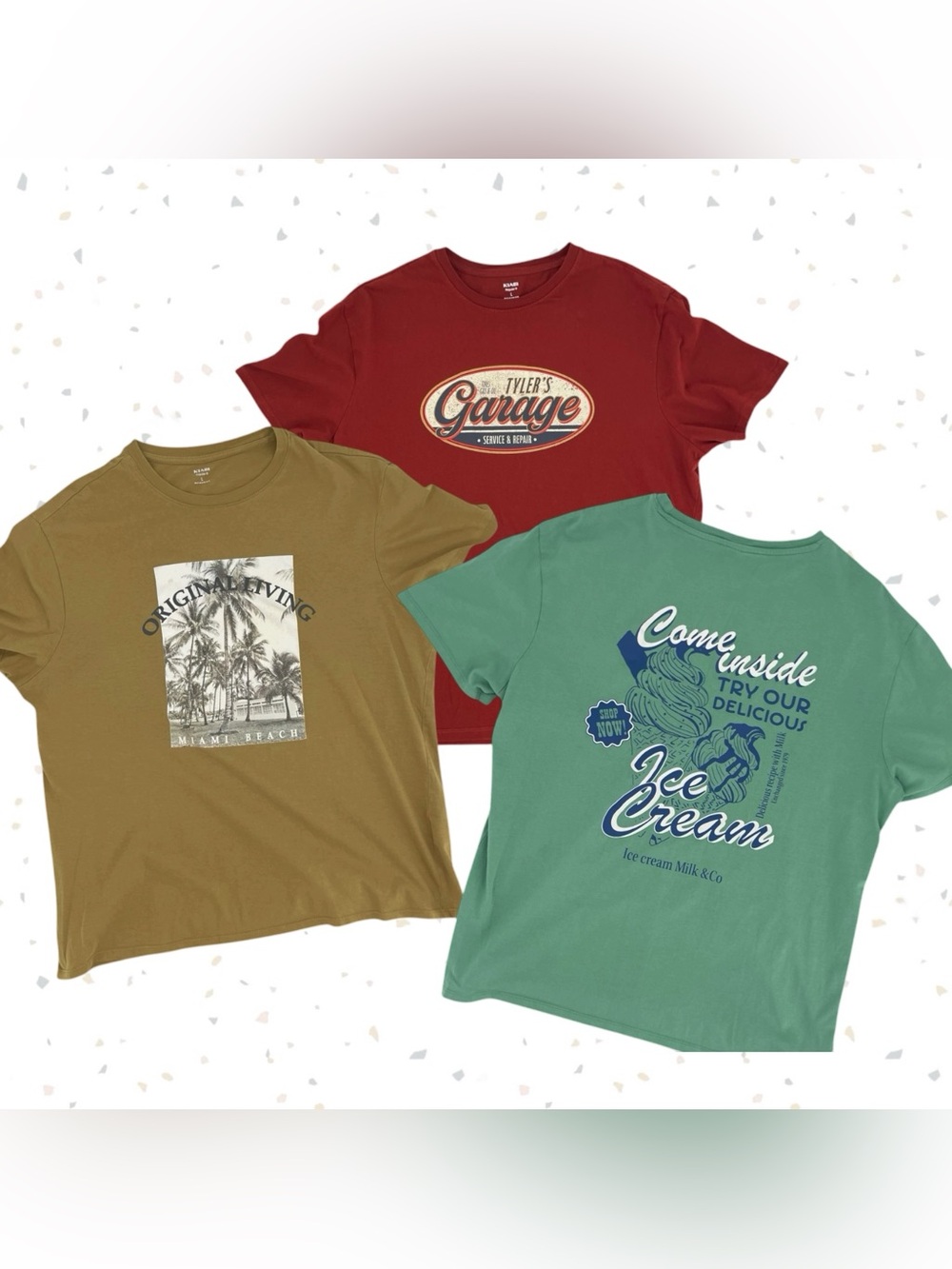 3 Pack Kiabi Casual Graphic Tee 100% Cotton European Short Sleeve T-Shirt Size L